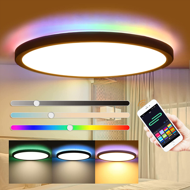 Tuya Wifi BLE Control Home RGB Voice Adjustable Smart Ceiling  Round Dimmable Switch Led Wall Smart Ceiling Lights/Celing lights