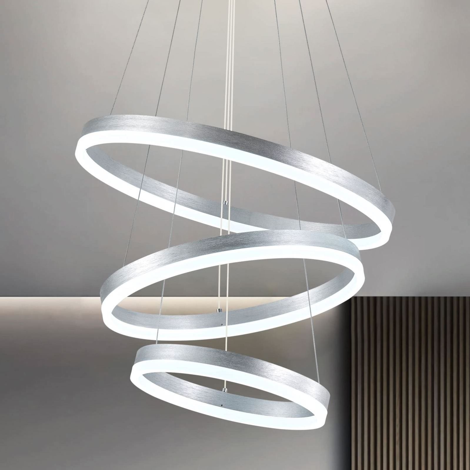 Indoor Modern Hanging LED Pendant Lights Living Room 3 Circle Rings LED Chandeliers