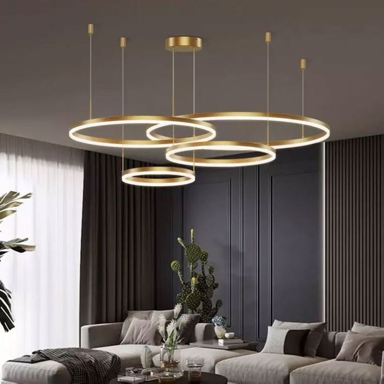 Contemporary Nordic Round Modern Hanging Ceiling Ring Luxury Acrylic Lamp Chandelier Led Circle Pendant Light