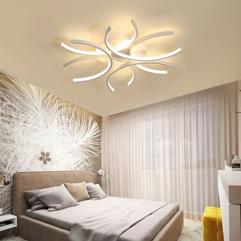 Modern Led Ceiling Lamps Chandeliers For Living Room Bedroom Kitchen Study Room White Remote Control Dimming Lights Fixtures