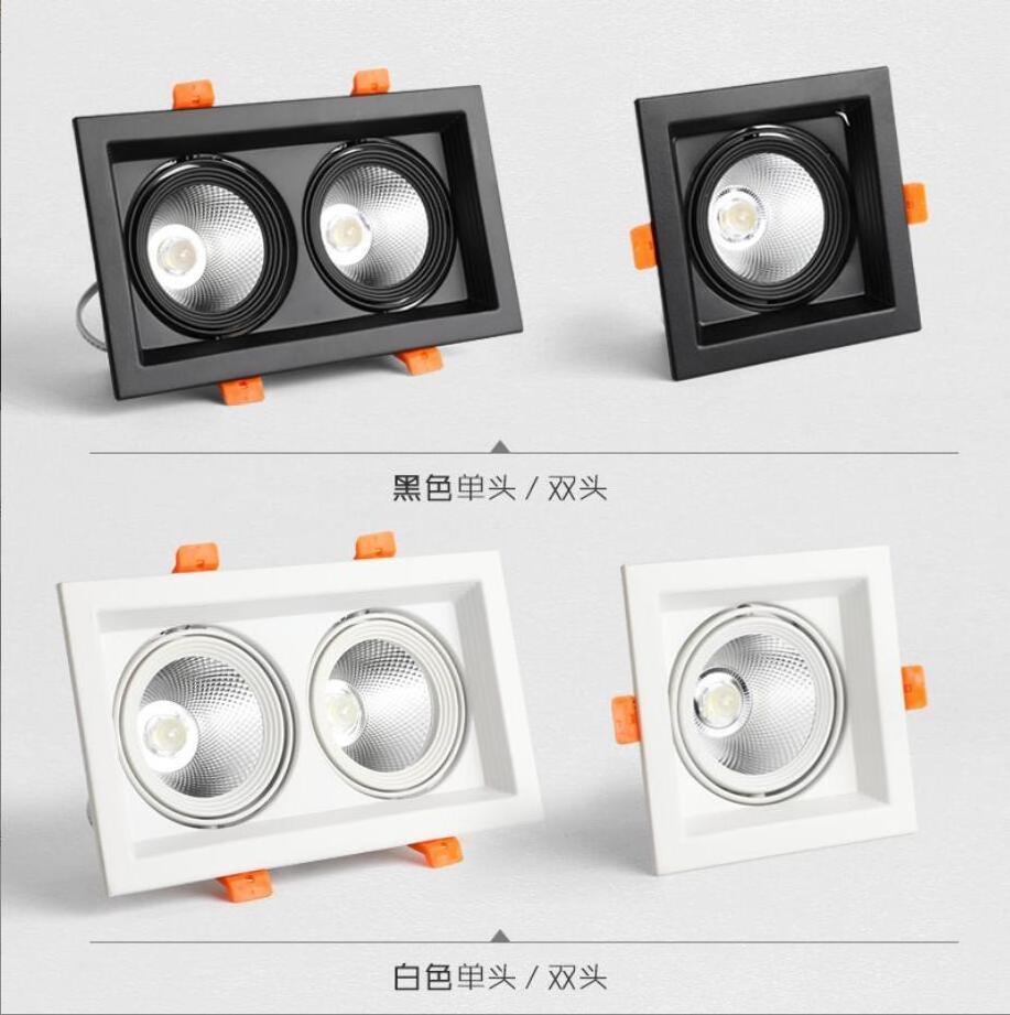 Energy Saving COB 7w 10w 20w  Grill Lamp Commercial White and Black Recessed Led Down Light