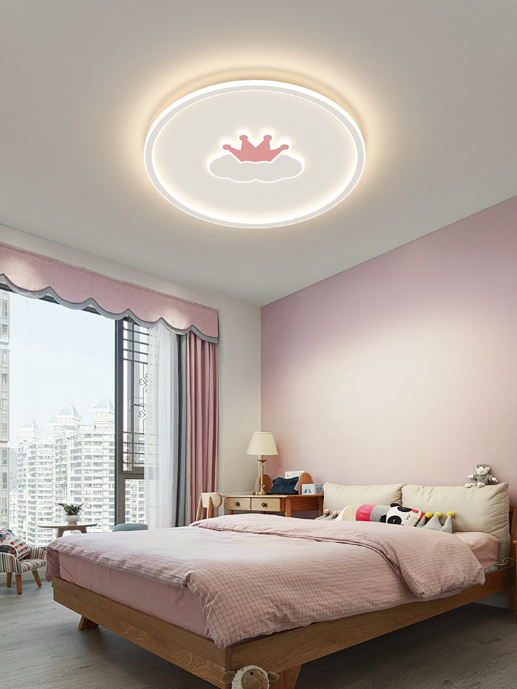 Surface Mounted Round LED Ceiling Lights Crown Pink  Flush Mount for Home Kids Bedroom and Living Room Crown Ceiling Lights