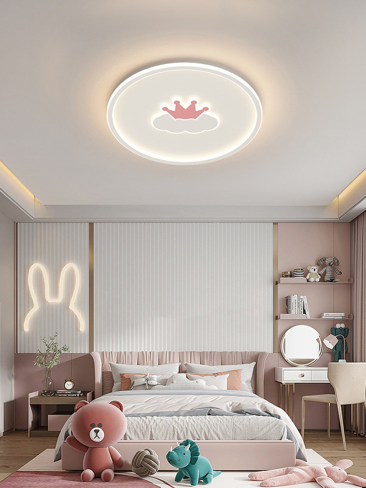 Surface Mounted Round LED Ceiling Lights Crown Pink  Flush Mount for Home Kids Bedroom and Living Room Crown Ceiling Lights