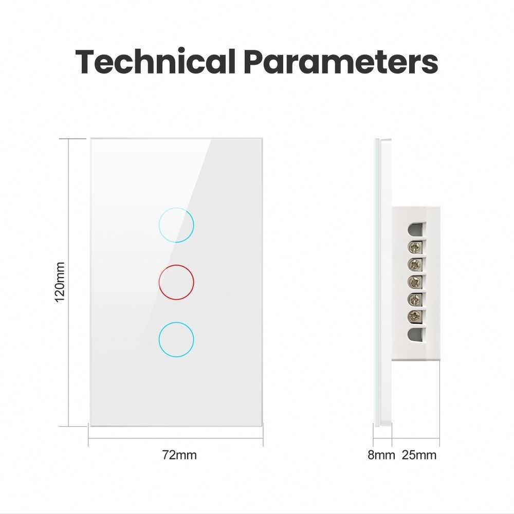 Tuya Smart Wifi Light US Standard Switch Touch Wall Switches 1/2/3/4 Gang Light Switches Interruptor Inteligente For Smart Home