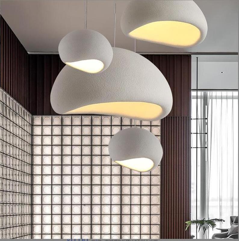 40cm Dome Shade Japanese Light Fixture White Concrete Stylish Bird's Nest Shape Pendant Light E26 E27 Wabi Sabi  Pendant Light