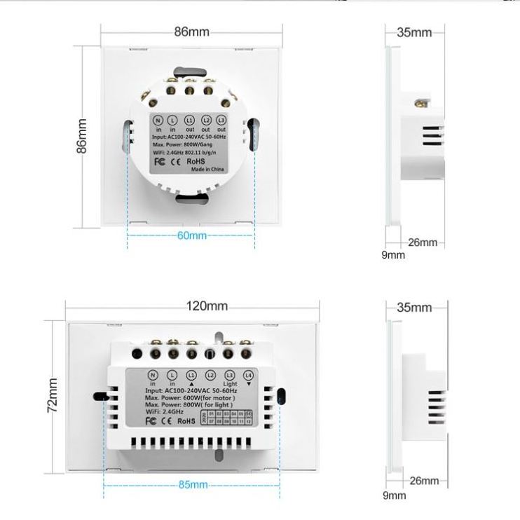 Tuya US/EU Smart Switches Wifi Touch Curtain Lamp Switch Smart Home Switch  For Roller Shutter Electric Curtain Motor