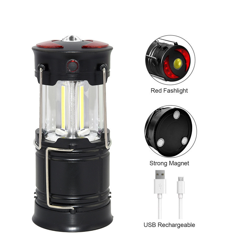 Waterproof Collapsible Lantern Outdoor Camp Light Emergency Warning Multifunctional Portable Lantern Cob Led Camping Lantern