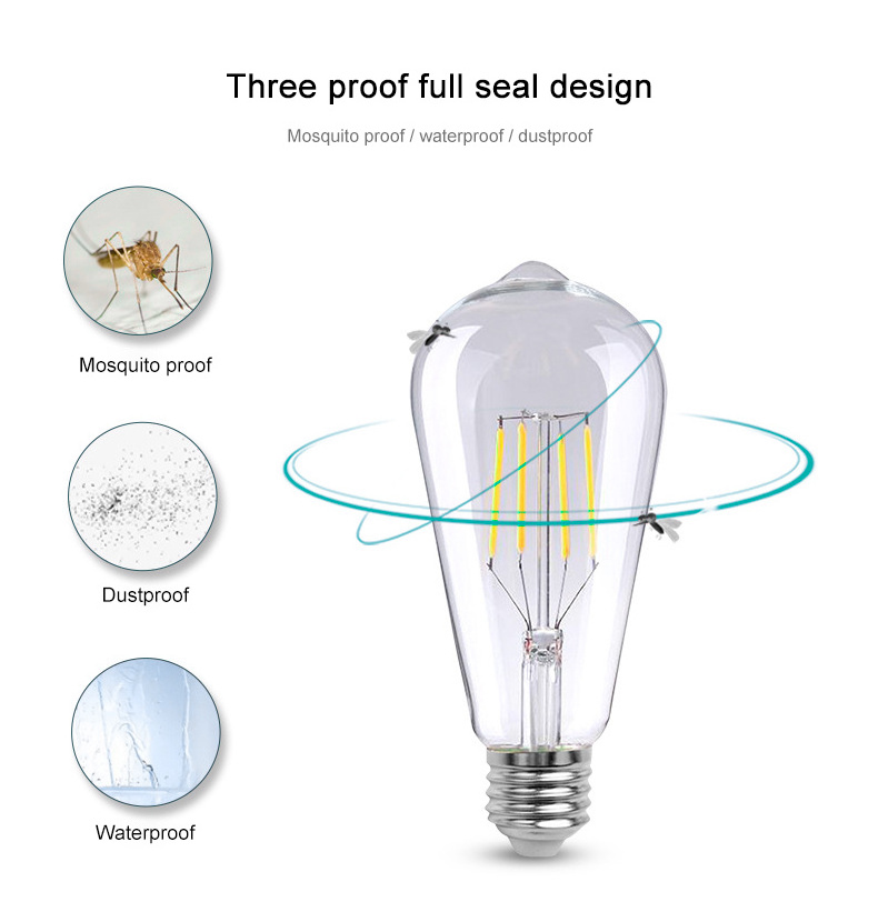 Wholesale Price Retro Bulb 220V ST64 4W E27 Base Led Filament Bulb Light