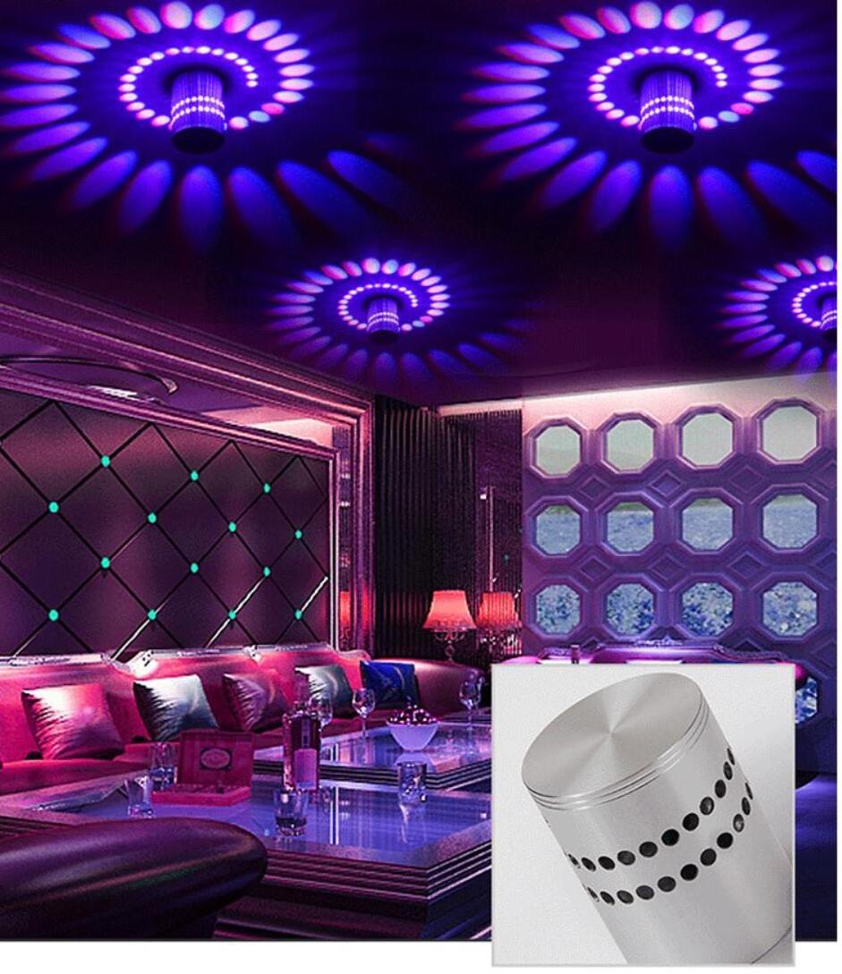 Spiral Hole Wall Light Effect Remote Controller Colorful Ceiling Light Led Wall Lamp Sconce For Party Bar Ktv Home Decoration