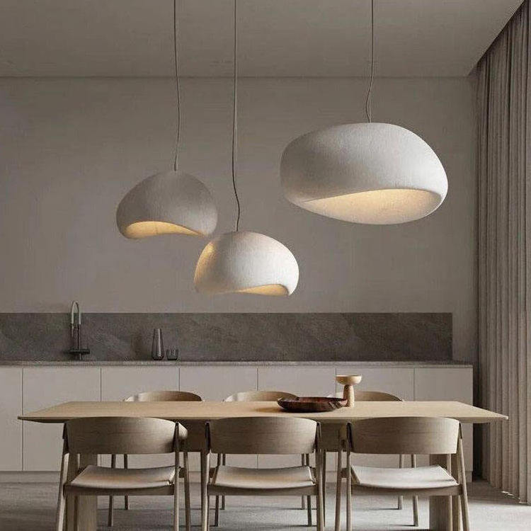 40cm Dome Shade Japanese Light Fixture White Concrete Stylish Bird's Nest Shape Pendant Light E26 E27 Wabi Sabi  Pendant Light