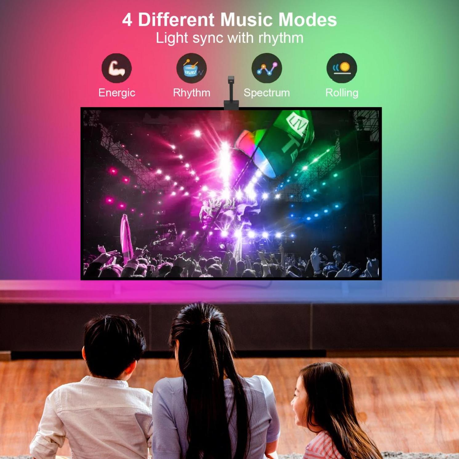 Tuya App Music Sync Screen Smart Strip Light Works With Alexa & Google Assistant RGBIC Envisual TV LED Backlights With Camera