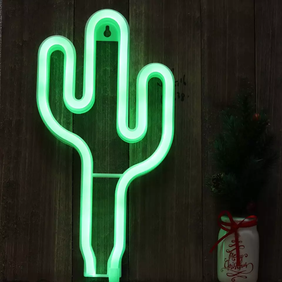 Led Neon Light USB Christmas Tree Decoration Clover Cactus Shape Pink Rainbow Cloud Moon Star UFO Baby Kid Bedroom Led Neon Sign