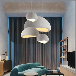 40cm Dome Shade Japanese Light Fixture White Concrete Stylish Bird's Nest Shape Pendant Light E26 E27 Wabi Sabi  Pendant Light