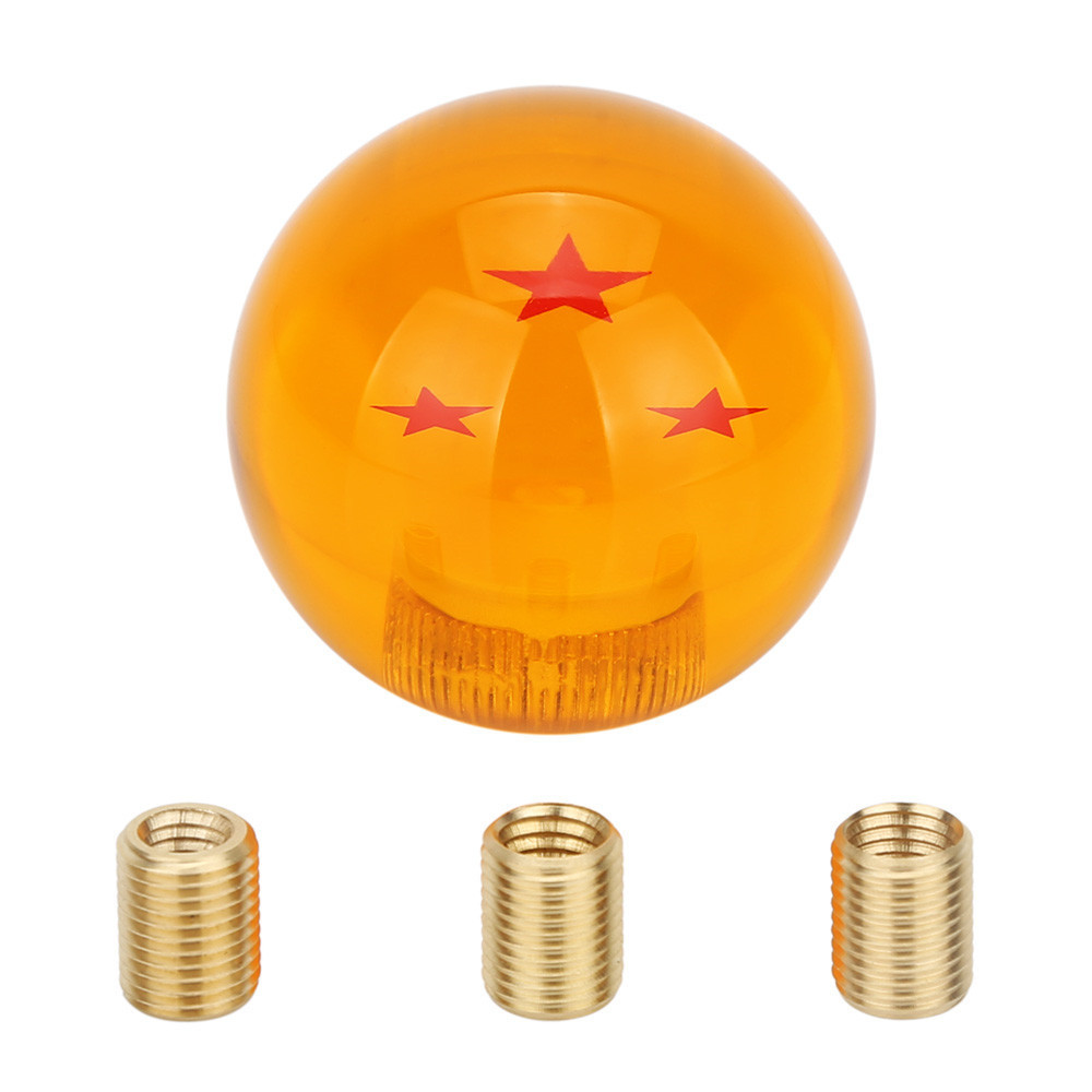 Dragon Ball Z 1-7 Star Crystal Amber Shift Knob, Star Manual Stick Shift Knob With Adapters Fits Most Cars