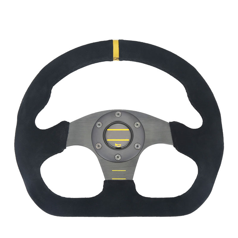 Universal Racing Sports Car 325mm Flat Drift Leather Suede Steering Wheel