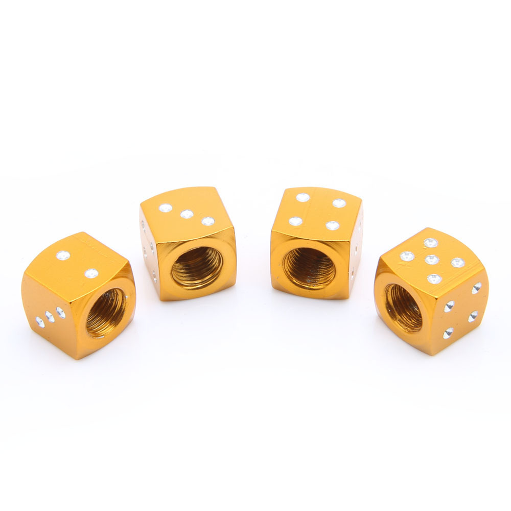 car accessories custom dice aluminum tire rims valve air port cover stem caps