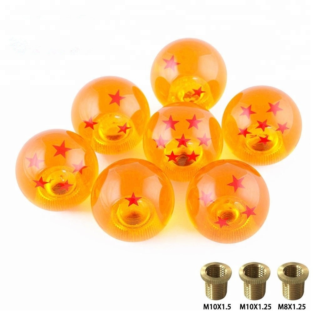 Dragon Ball Z 1-7 Star Crystal Amber Shift Knob, Star Manual Stick Shift Knob With Adapters Fits Most Cars