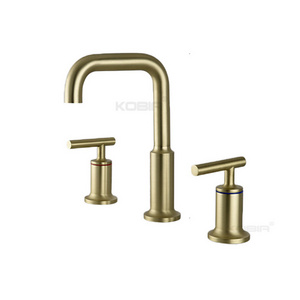 Widespread Lavatory Faucet with Low Lever Handles Vibrant Modern Brushed Gold 2 Way 3 Hole Bathroom Faucet