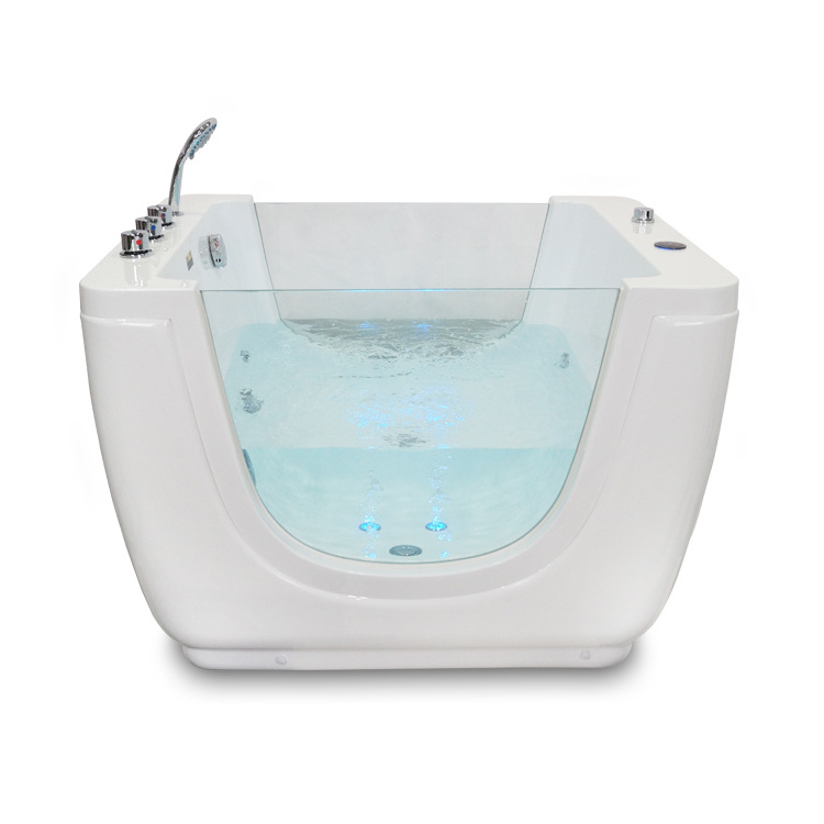 K-531 Hot Sale Freestanding Side Glass Bathtub for Standing Baby Bath Tub glass baby spa bathtub price