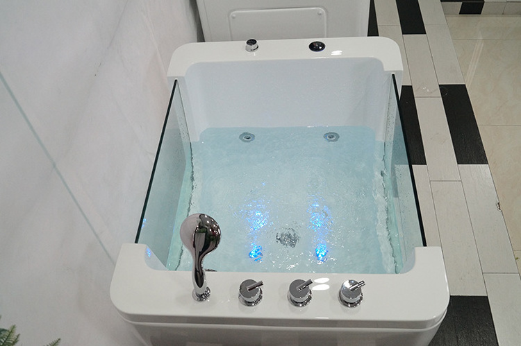 K-531 Hot Sale Freestanding Side Glass Bathtub for Standing Baby Bath Tub glass baby spa bathtub price