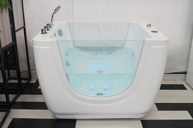 K-531 Hot Sale Freestanding Side Glass Bathtub for Standing Baby Bath Tub glass baby spa bathtub price