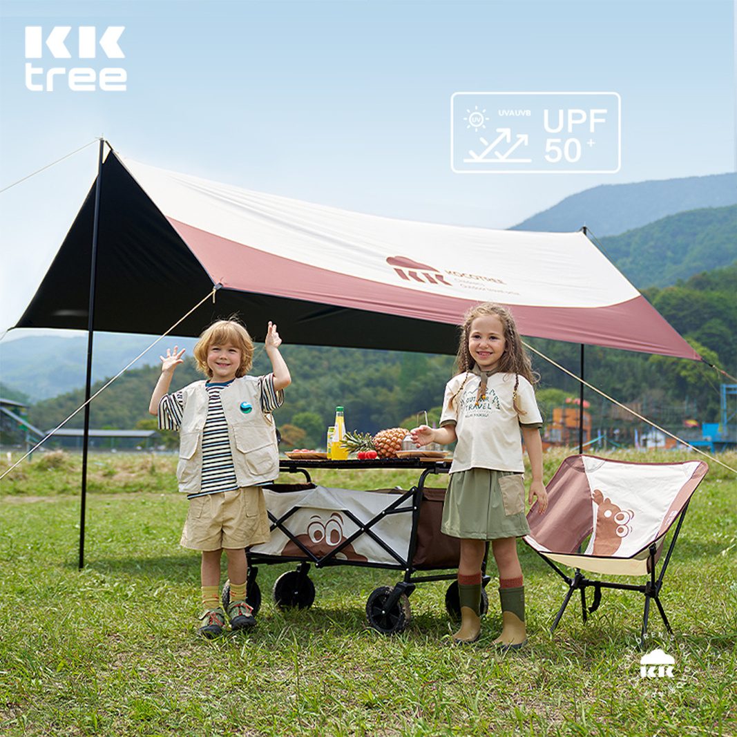 KOCOTREE Family Shelter Sun Shade Rain Fly Awning Camping Tarp with Tent Pole Beach Tent Sun Shelter