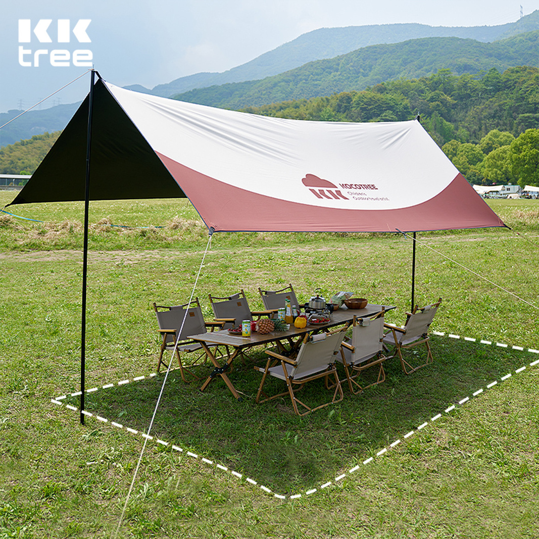 KOCOTREE Family Shelter Sun Shade Rain Fly Awning Camping Tarp with Tent Pole Beach Tent Sun Shelter