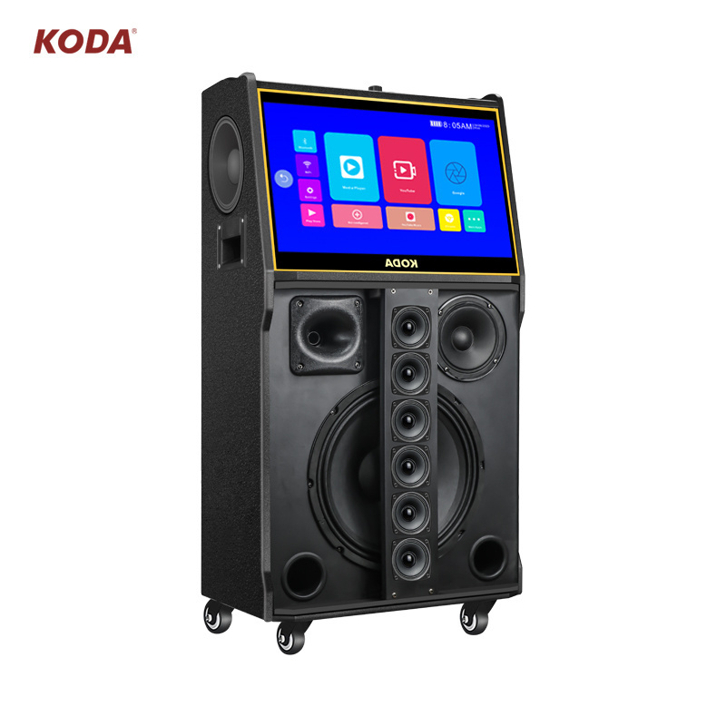 2023 new design wifi portable karaoke singing machine audio touch screen trolley speaker 18 inch With lcd screen