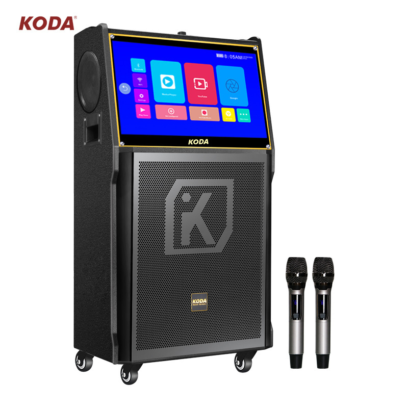 2023 new design wifi portable karaoke singing machine audio touch screen trolley speaker 18 inch With lcd screen