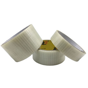 Reinforced Cross Woven PET Film Glass Filament Tape  Fiber Tape For Packing With 100-180mic Width