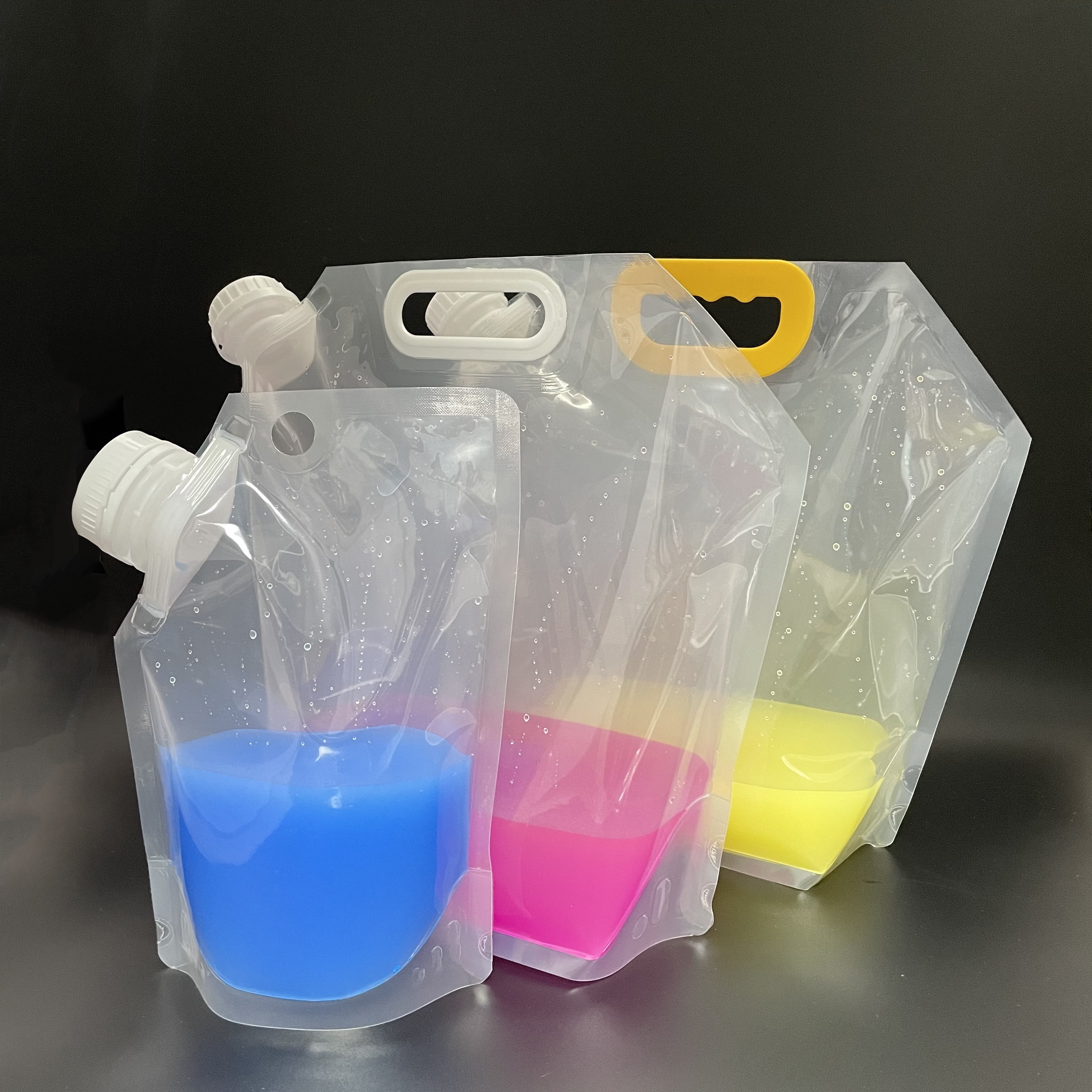 RTS 4L 5L accept customized transparent water spout pouch outdoor use gas drink gallon beverage bag