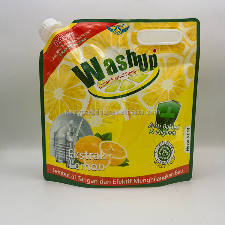 1L 3L 5L customized size liquid soap laundry detergent skincare bag spout pouch flexible packaging