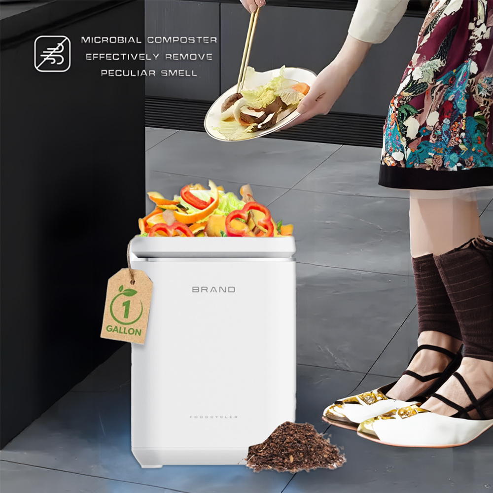 Food Waste Composting Smart Kitchen Garbage Disposal Machine Induction Motor 10 Electric 50 Stainless Steel Visible Glass Lid 3L