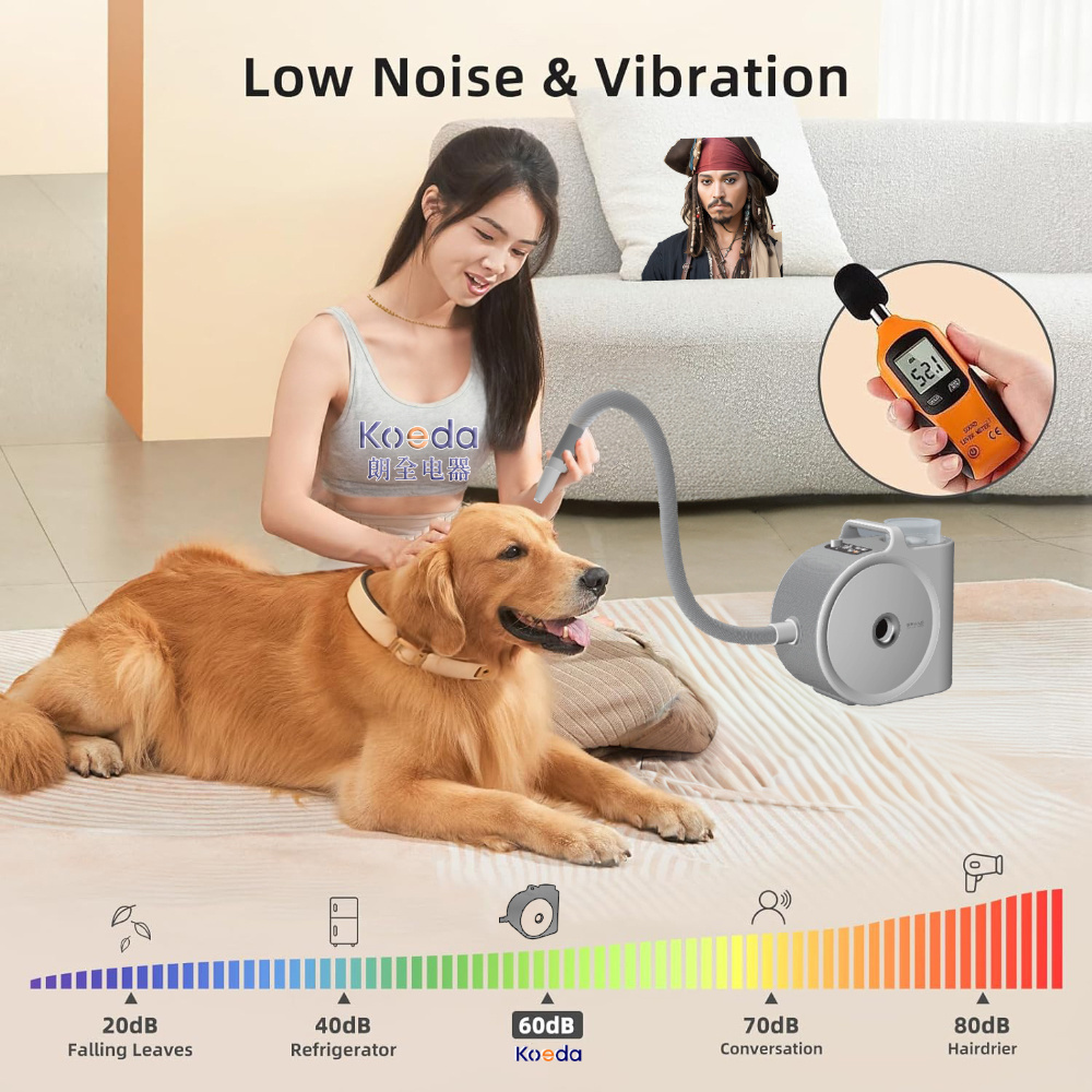 Wholesale Professional Speed and Temperature Adjustable Dog Blower Grooming Pet Hair Dryer with 3 Nozzles Charge Stainless Steel