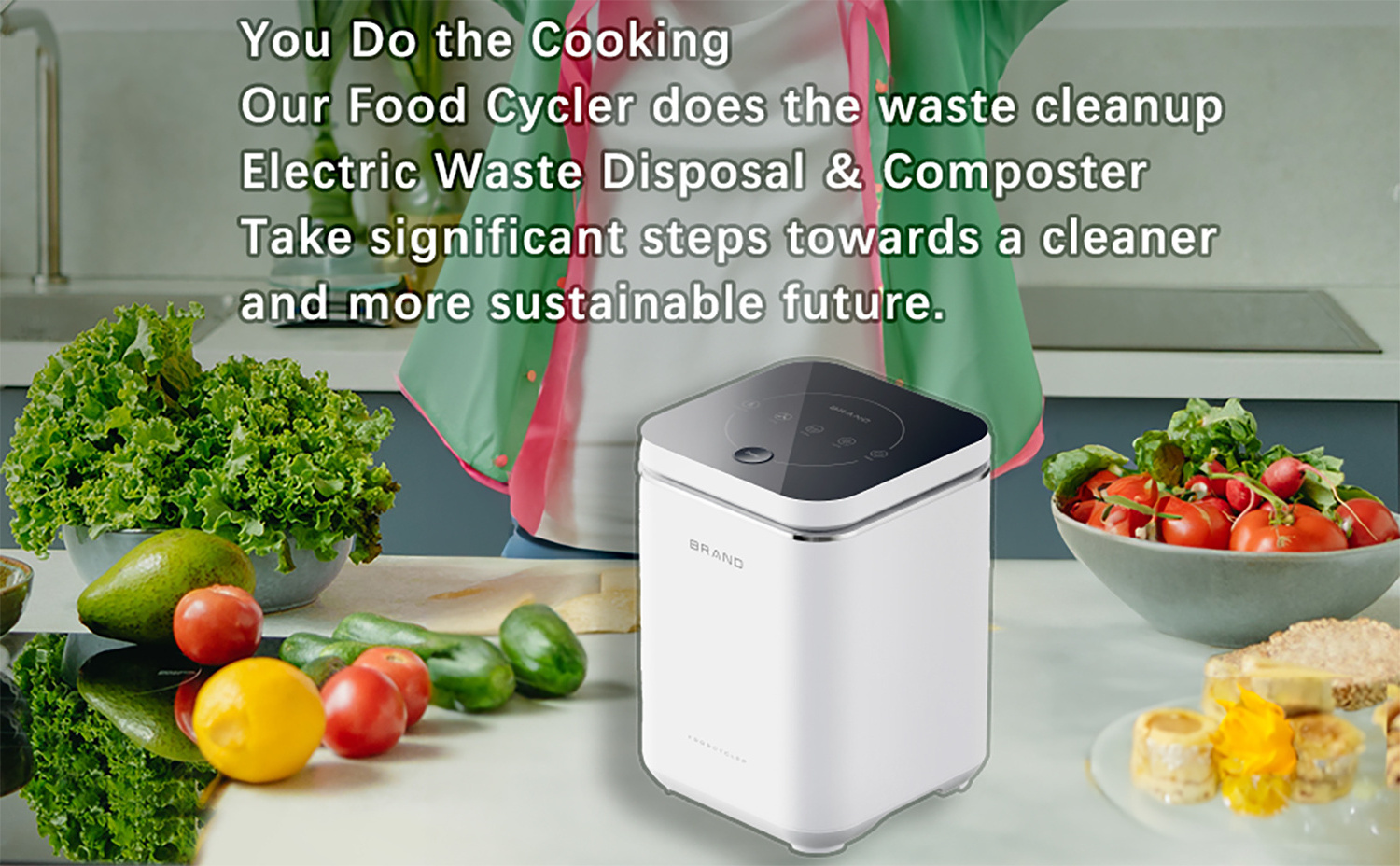 Food Waste Composting Smart Kitchen Garbage Disposal Machine Induction Motor 10 Electric 50 Stainless Steel Visible Glass Lid 3L