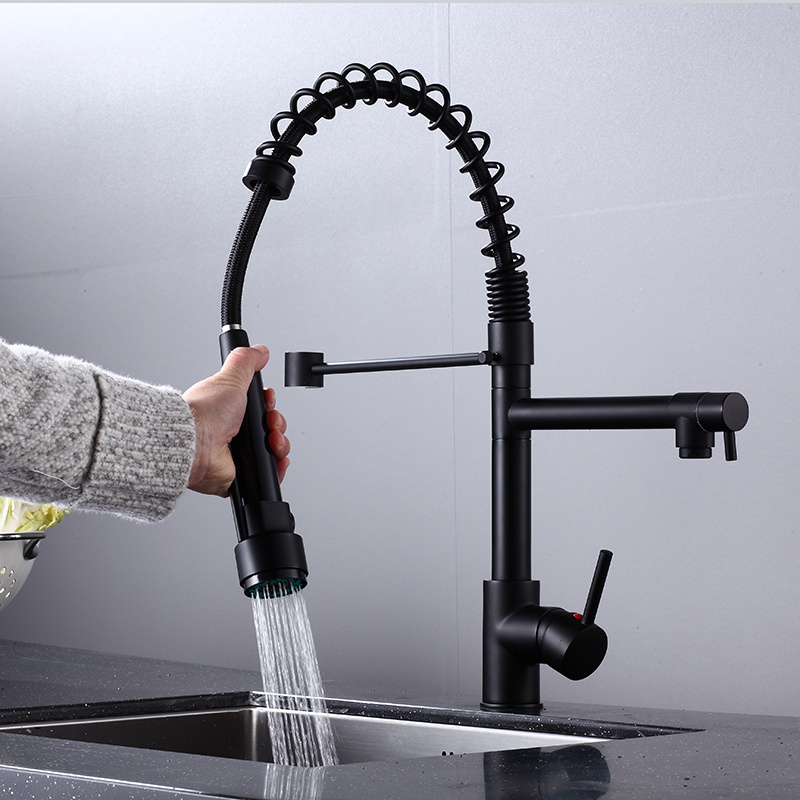 Luxury pullout sink taps pull out kitchen faucet matt black with pull down sprayer kitchen tap kitchen sink faucet