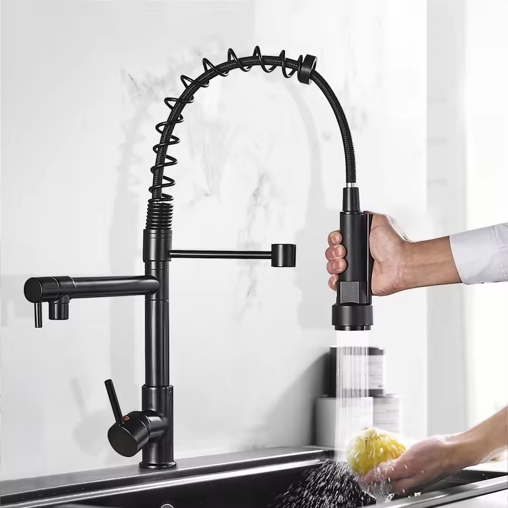 Contemporary Classic Hot Cold Water Pull Out Zinc Kitchen faucet