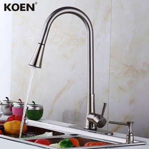 Sink Faucet with pull spray Copper Water Tap Kitchen Mixer Soap Dispenser