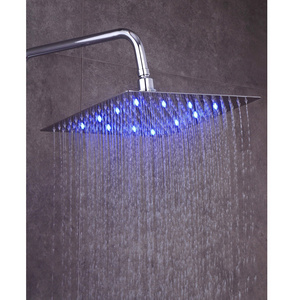 Koen hot sale light 3colors ultrathin 304stainless steel rain shower head led