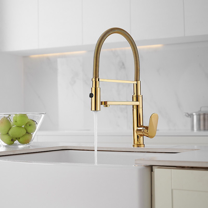 Luxury Hot Sale Sink Faucet Sprayer Kitchen Modern Kitchen Faucet High Quality Rose Gold Gold Double Head Faucet