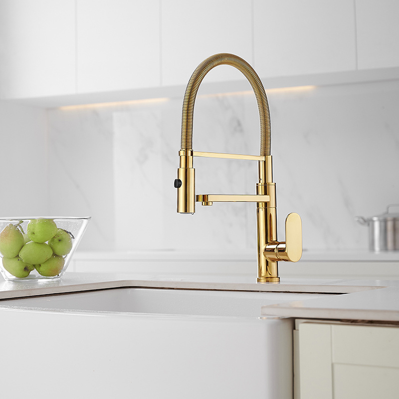 Luxury Hot Sale Sink Faucet Sprayer Kitchen Modern Kitchen Faucet High Quality Rose Gold Gold Double Head Faucet