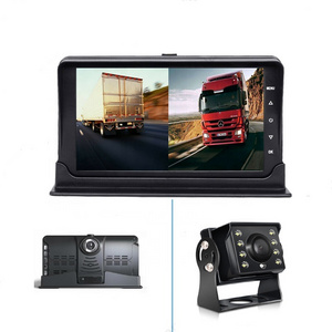 Car Black Box Dual Camera 7 Inch Monitor 2 Ways Video Recording Monitoring System For Truck Bus