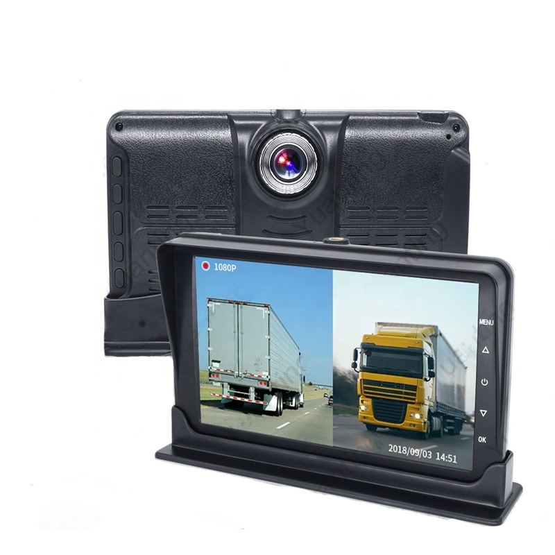 Car Black Box Dual Camera 7 Inch Monitor 2 Ways Video Recording Monitoring System For Truck Bus