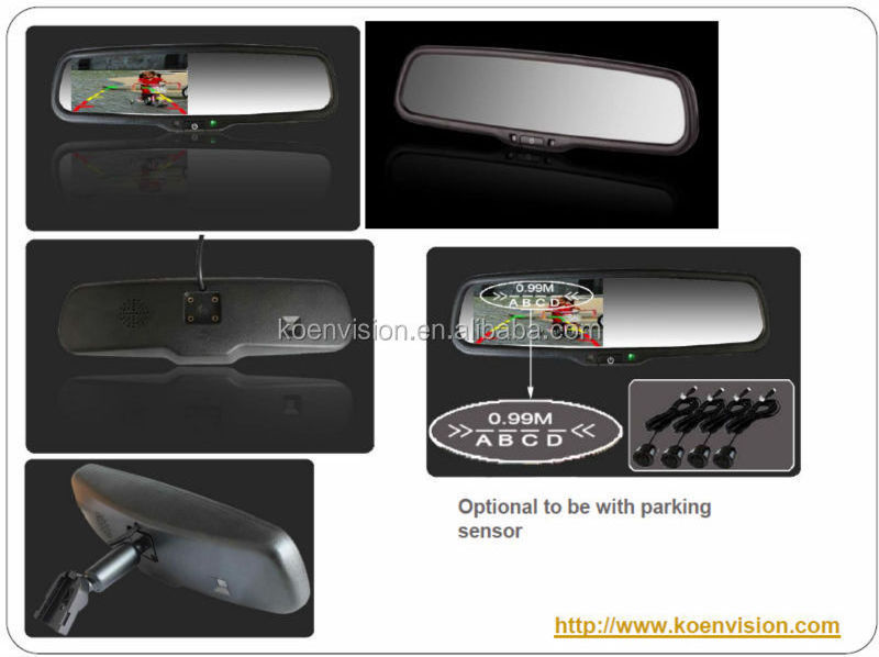 4.3 Inch Car Rearview Mirror Monitor With Reverse Backup Car Camera Parking Sensors IATF16949