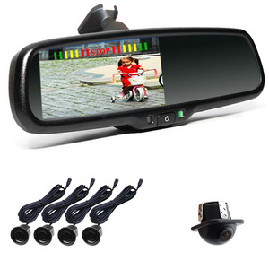 Colorful data parking system oem  2000cd/m2 4.3 inch monitor car rearview mirror reverse parking sensor backup camera