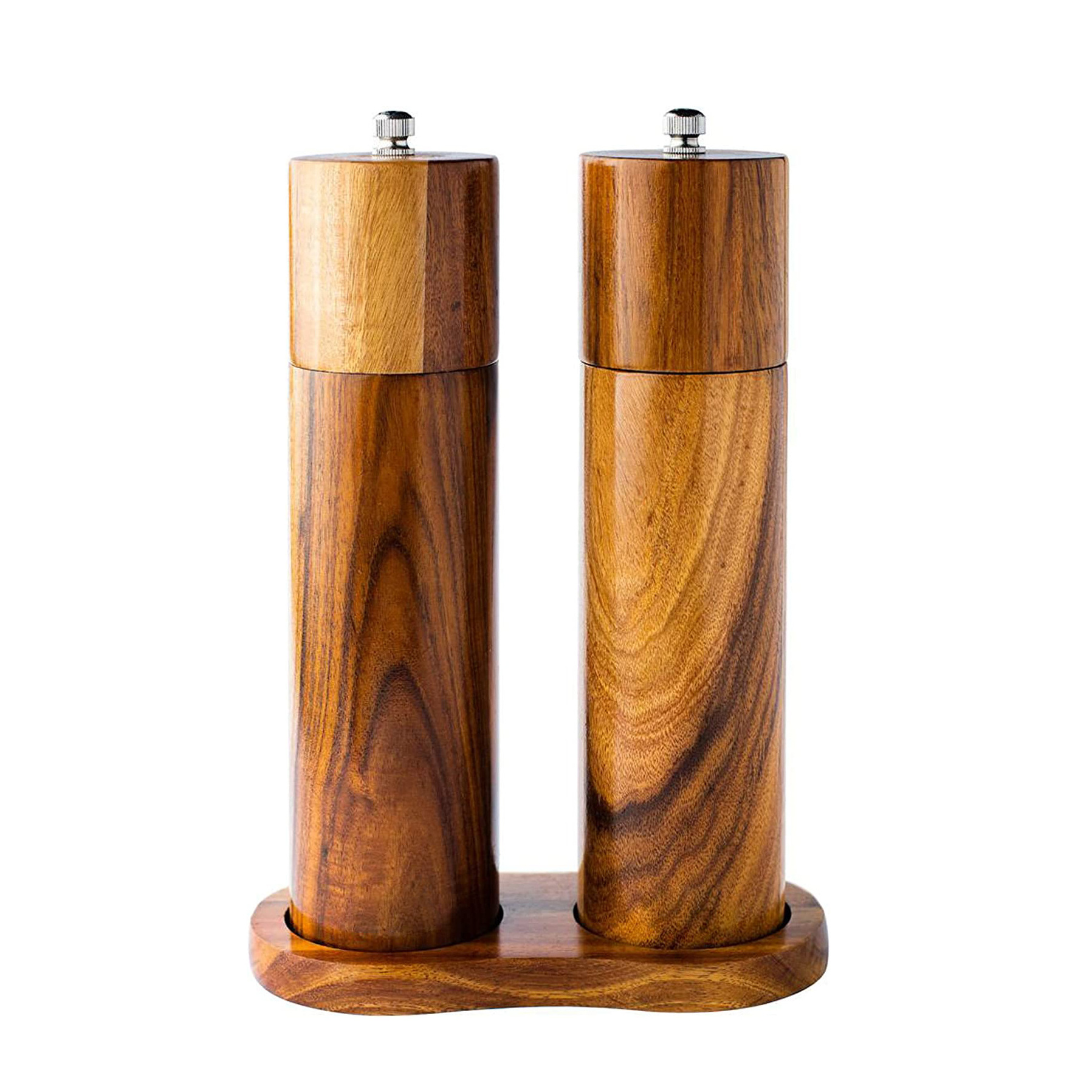 High quality salt and pepper grinder with base wood pepper mill Spice Mill with Adjustable Coarseness