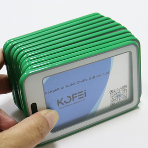 Custom Lightweight and Durable Green Color Rigid ID Badge Card Holder Plastic For Events Conferences Offices