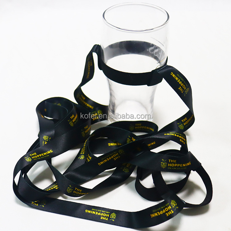 Custom Bottle Drink Cup Neck Strap Beer Glass Holder Lanyards/Coffee Cup Holder Neck Lanyard