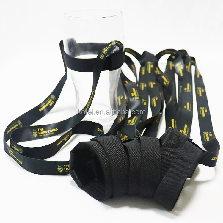 Custom Bottle Drink Cup Neck Strap Beer Glass Holder Lanyards/Coffee Cup Holder Neck Lanyard