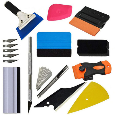 12 Pieces Set Car Vinyl Wrap Tools Set Felt Squeegee Car Window Tint Film Sticker Installing Window Tint Shaving Blade Box